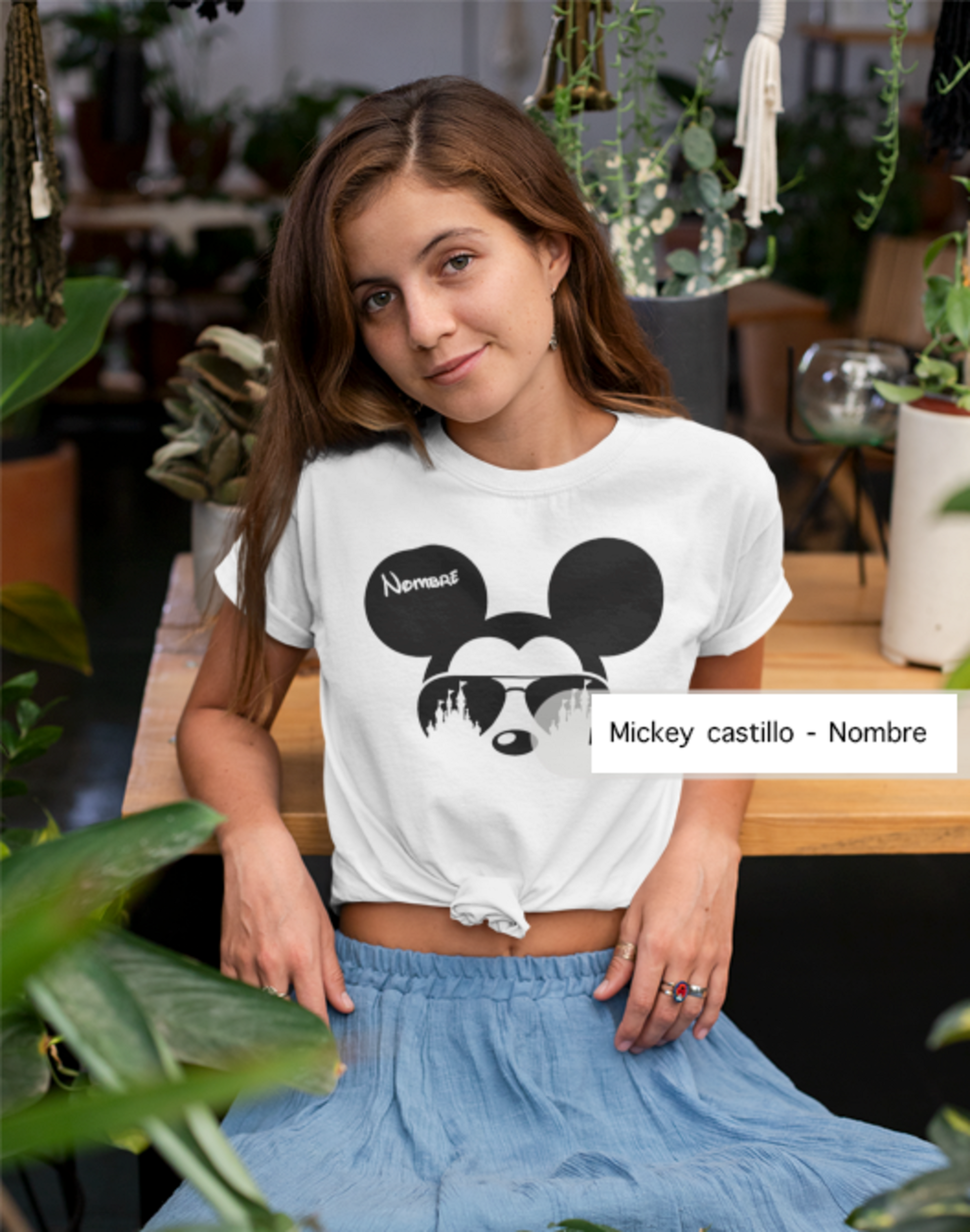 Camiseta Mickey & Minnie gafas castillo con nombre personaliza - Designed4you - 3