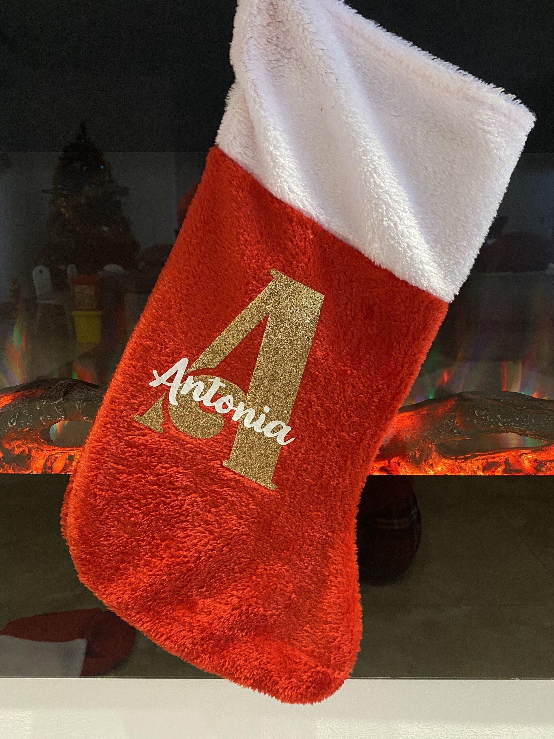 Calcetín de Navidad rojo personalizado - 2