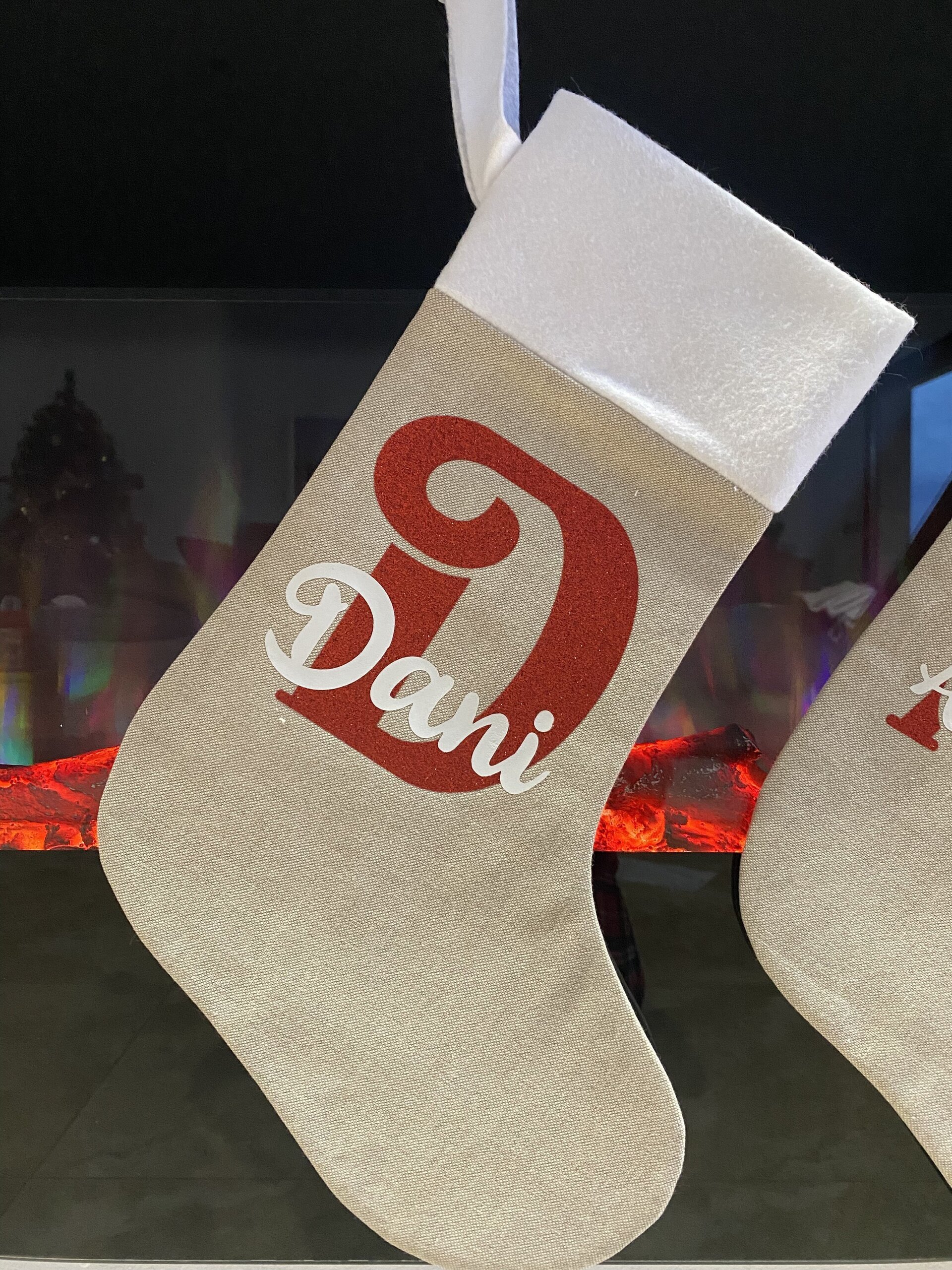 Calcetín de Navidad beige personalizado - 2